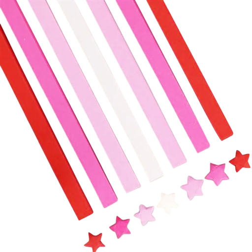 Origami Paper Strips 540 pcs 21.8 × 1 cm Double-Sided Coloured Paper Red Pink Light Pink White DIY Crafting