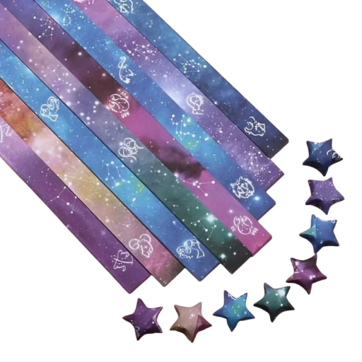 Origami papieren stroken 540 stuks 24 × 1 cm met sterrenbeeld en sterrenmotief vouwpapier voor sterren DIY decoratie