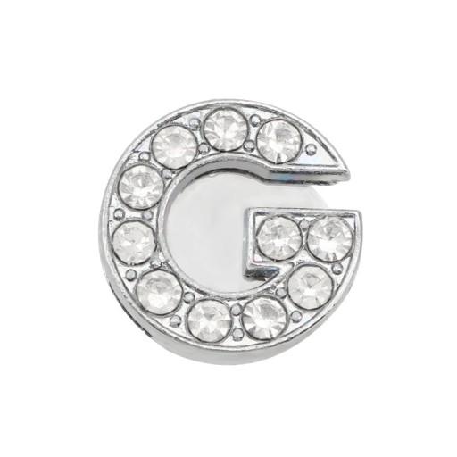 Ornement en strass pour crocs lettre G 2,5–3 cm décoration en PVC argentée pour personnalisation de chaussures et création d'initiales