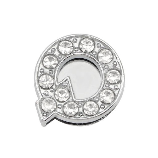 Ornement en strass pour crocs lettre Q 2,5–3 cm décoration en PVC argentée pour personnaliser les chaussures et rehausser leur apparence