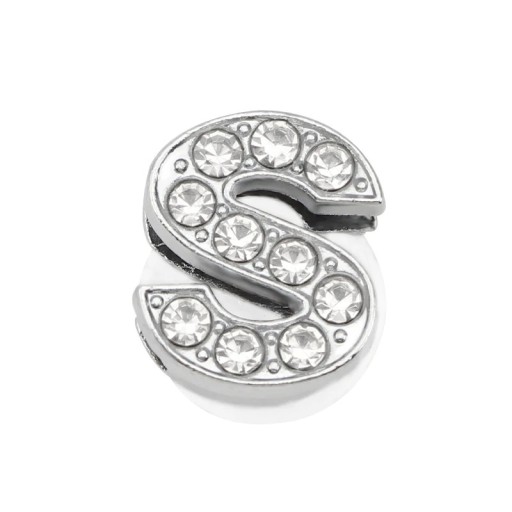 Ornement en strass pour crocs lettre S 2,5–3 cm décoration en PVC argentée pour personnaliser les chaussures et mettre en valeur les détails