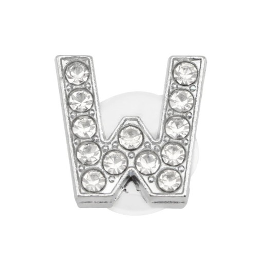Ornement en strass pour crocs lettre W 2,5–3 cm décoration en PVC argentée pour personnaliser les chaussures et améliorer leur apparence