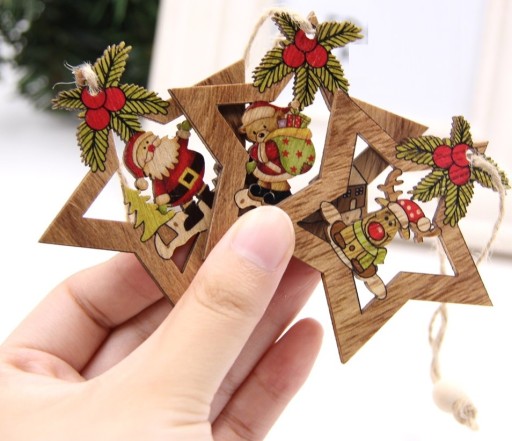 Ornements de Noël en bois 4 pièces