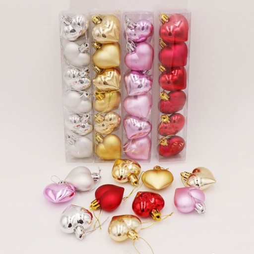 Ornements de Noël en forme de cœur 6 pcs