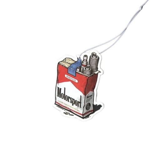 Osvěžovač vzduchu do auta přívěsek na zrcátko aromaterapie dekorace motiv krabičky Motorsport se zapalovacími svíčkami