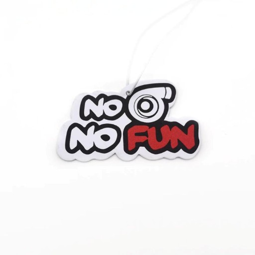 Osvěžovač vzduchu do auta přívěsek na zrcátko aromaterapie dekorace s nápisem NO NO FUN a motivem turba závěsný doplněk