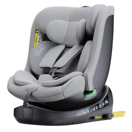 Otočná dětská autosedačka YAZOCO i-Size 360 stupňů 40 až 150 cm 0 až 36 kg ISOFIX a horní popruh pětibodové pásy nastavitelná opěrka šedá