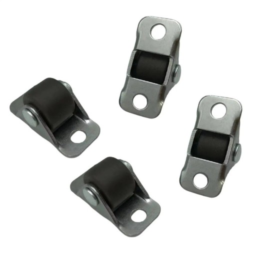 Otočná nábytková kolečka 12 mm s montážní základnou 12,8×28 mm, šířka 9 mm, kovová konstrukce, černá, pro malé nábytkové díly