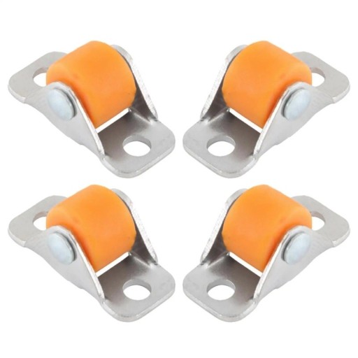 Otočná nábytková kolečka 4 ks, průměr 12 mm, šířka 9 mm, základna 12,8×28 mm, montážní otvor 4,2 mm, oranžové provedení, pro lehký nábytek