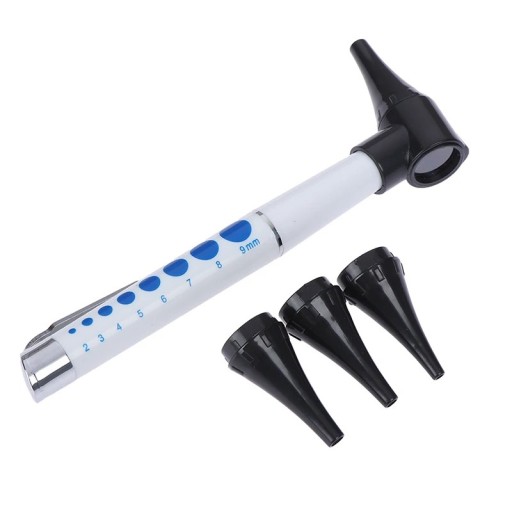 Otoscop medical cu lanternă alimentată cu baterii, instrument de inspecție a urechii, otoscop portabil, 4 atașamente, dispozitiv medical pentru uz casnic și profesional