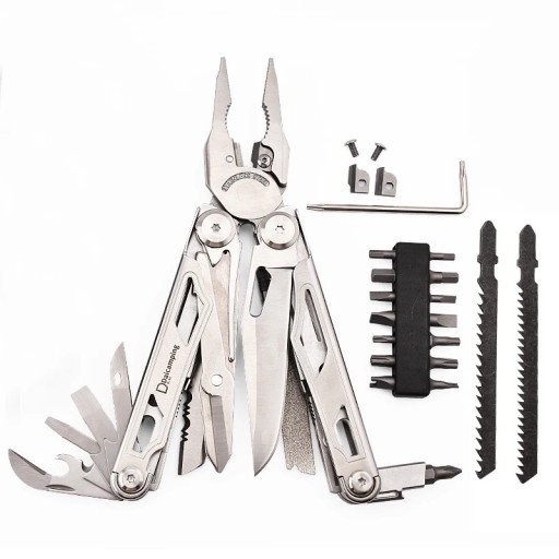 Outil multifonction Daicamping DL30 en acier inoxydable Pince Couteaux pliants Ciseaux Scie Tournevis Kit EDC de survie avec étui