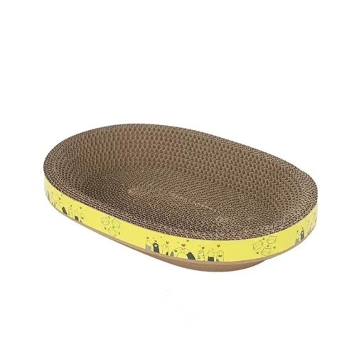 Ovales Kratzbrett für Katzen aus Wellpappe 40x28x8 cm Katzennest Spielzeug gegen das Kratzen von Möbeln Krallenpflege Robustes Liegen
