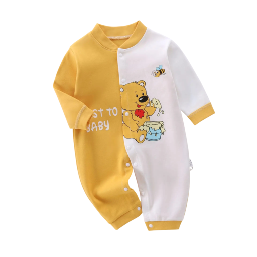 Overal bicolor para bebés 2023 Body de algodón de manga larga con estampado de oso Escote en V Cierre a presión Ropa de bebé Overal bicolor para bebés 2023 Body de algodón de manga larga con estampado de oso Escote en V Cierre a presión Ropa de bebé
