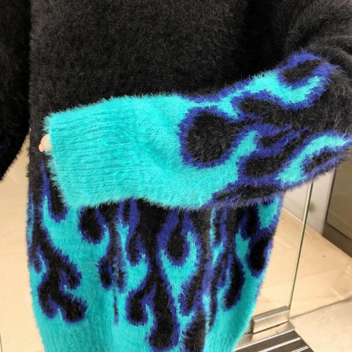 Oversized sweater med flammer til kvinder