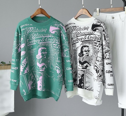 Oversized sweater med print til kvinder