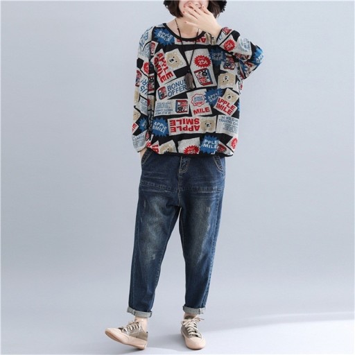 Oversized sweatshirt med mønster til kvinder