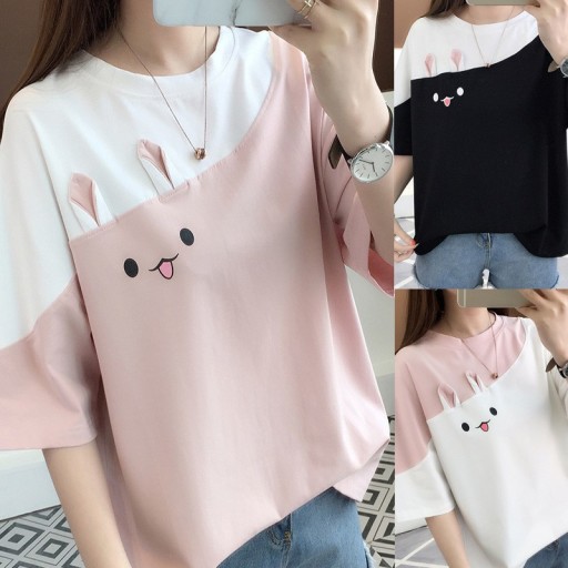Oversized t-shirt til kvinder med kaninmotiv