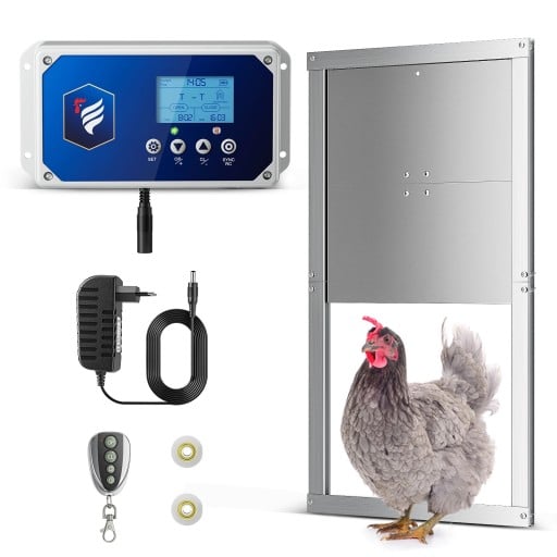 Ovladaș automatizate pentru uși de coteț cu ecran LCD și temporizator de deschidere Senzor de lumină 23 niveluri Carcasă ABS IP65 Alb-albastru Pentru creșterea păsărilor