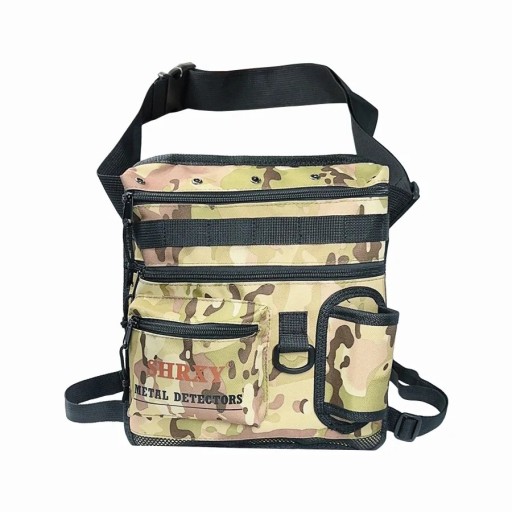 Övtáska fémkeresőhöz és szerszámokhoz 25 x 30 x 8 cm belső cipzáras zsebbel és 45 hüvelykes derékpánttal terepmintás oldalsó zsebbel