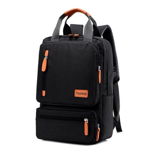 Oxford Fabric Backpack Main Compartment with Double Zip and Several Front Zipped Pockets Top Handle with Brown Grip Dimensions 29 x 13 x 42