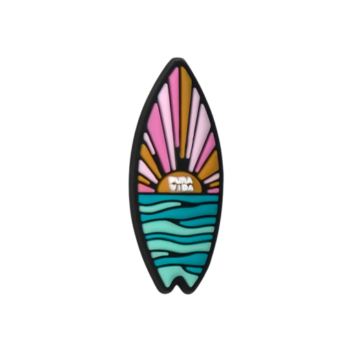 Ozdoba a crocsy surf deszka színes design PVC dekoráció fekete kék rózsaszín sárga kiegészítő a crocs cipőkhöz surf motívum könnyű felhelyezés