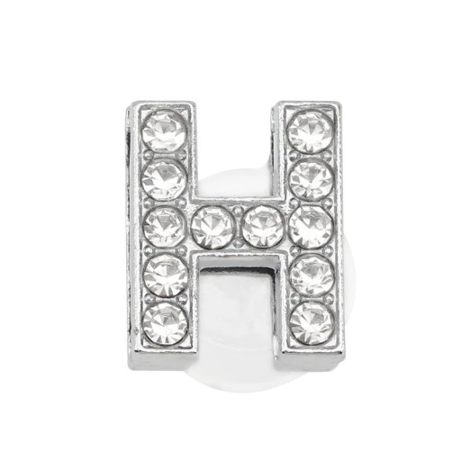 Ozdoba con pietre per crocsy lettera H 2,5–3 cm decorazione in PVC argento per personalizzare le scarpe e creare iniziali