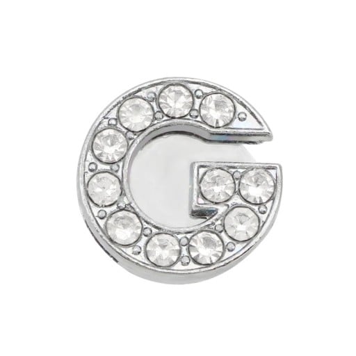 Ozdobă cu pietricele pentru crocsy litera G 2,5–3 cm decorație din PVC argintie pentru personalizarea încălțămintei și crearea inițialelor