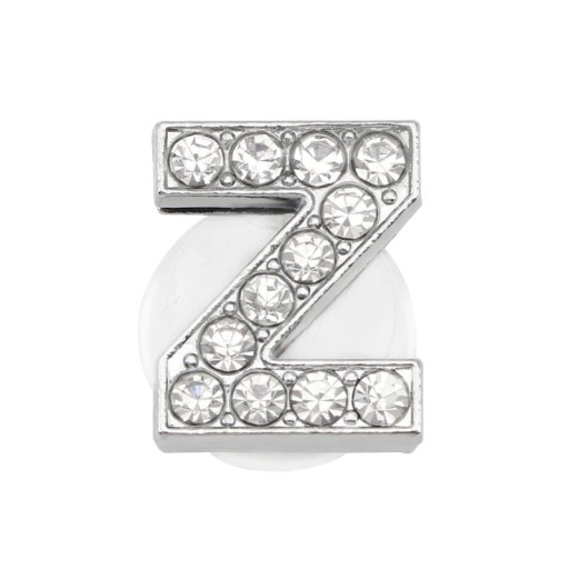 Ozdoba din pietricele pentru crocsy litera Z 2,5–3 cm decorare din PVC argintie pentru personalizarea încălțămintei și completarea detaliului