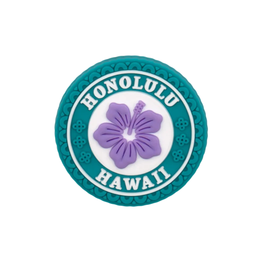 Ozdoba na boty crocsy Honolulu Hawaii fialová květina PVC dekorace zelená bílá doplněk do crocsů snadné nasazení