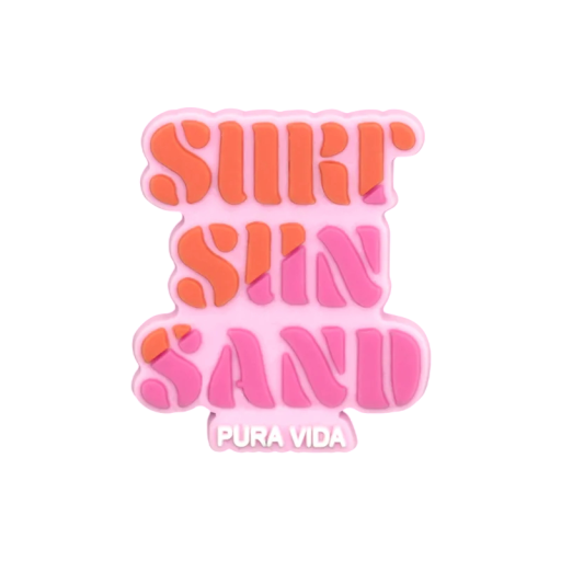 Ozdoba na buty crocsy surf sun sand PVC dekoracja różowa pomarańczowa dodatek do crocsów z napisem łatwe zakładanie