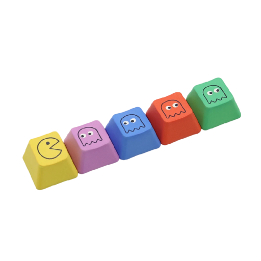 Pac-man stijl toetsen set 5 stuks PBT OEM profiel meerkleurige keycaps voor MX Switch mechanische gaming toetsenbord retro set