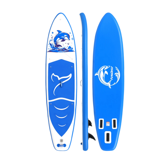 Paddleboard Funwater SUPFW49A Nafukovací 350x84x15 cm Nosnost 180 kg PVC Paddellel, Ülőkével, Pumpával és Hátizsákkal, Kék Szín Delfinnel