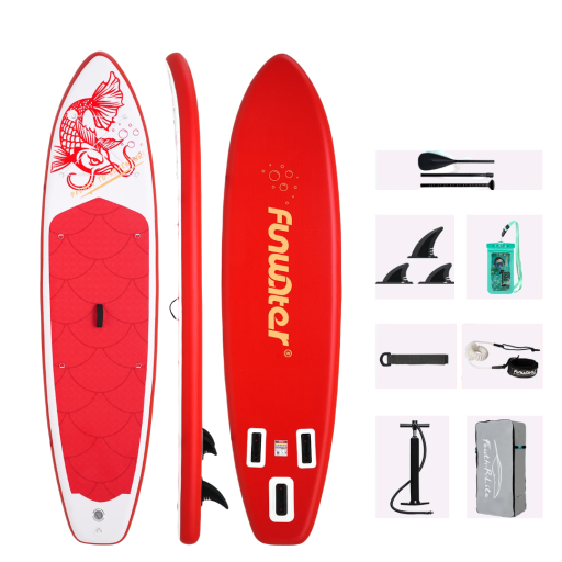 Paddleboard Funwater tabla SUP inflable 335 x 84 x 15 cm Capacidad 165 kg Conjunto con remo, 3 aletas, bomba y mochila Para lagos, mar y ríos