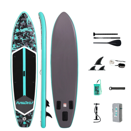 Paddleboard Set Deportivo Feath-R-Lite Inflable 350x84x15 cm Capacidad 180 kg Material PVC con Remo 3 Aletas Bomba y Mochila
