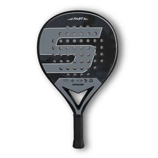 Padel raketa Insum Fast Povrch z uhlíkových vláken Jádro z paměťové pěny EVA Tlumení vibrací i nárazů Perforovaná plocha Na padelové kurty