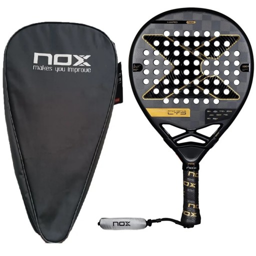 Padelová pálka NOX AT10 Genius LTD 18K tvrdé jádro limitovaná edice karbon 18K rám z uhlíku obal Černá a zlatá Agustín Tapia pro pokročilé hráče
