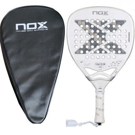 Padelová pálka NOX AT10 Genius Xtreme 12K karbon 12K povrch rám z uhlíku ochranný obal Bílá pro pokročilé hráče Agustín Tapia luxury series