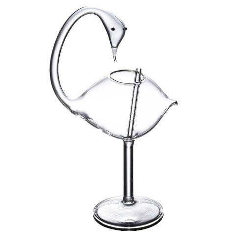 Pahare pentru băuturi în formă de lebădă 180 ml pahare decorative cu pai din sticlă înălțime 21,5 cm din sticlă transparentă pahare originale