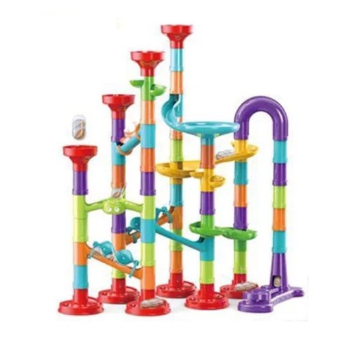 Παιδική κατασκευή σιδηροδρομικής διαδρομής για μπίλιες 93 τεμ Πολύχρωμη αγωνιστική διαδρομή 36 x 31 εκ Δημιουργικό παιχνίδι Για παιδιά 3 ετών και άνω