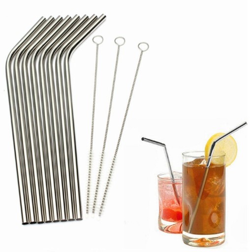 Pailles en acier inoxydable - 8 pcs