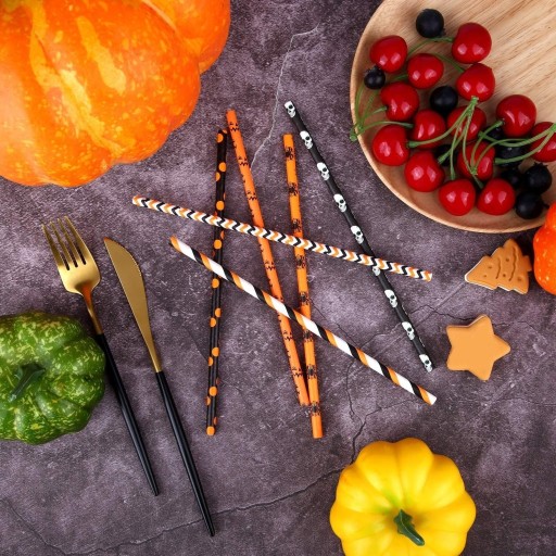 Pailles en papier pour Halloween 50 pcs