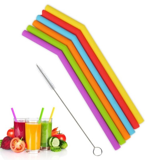 Pailles en silicone avec brosse 6 pcs