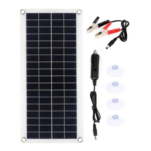 Painel solar portátil 12V com controlador 43x12 cm Carregador solar para telefone carro RV MP3 PAD Fonte de alimentação de backup exterior