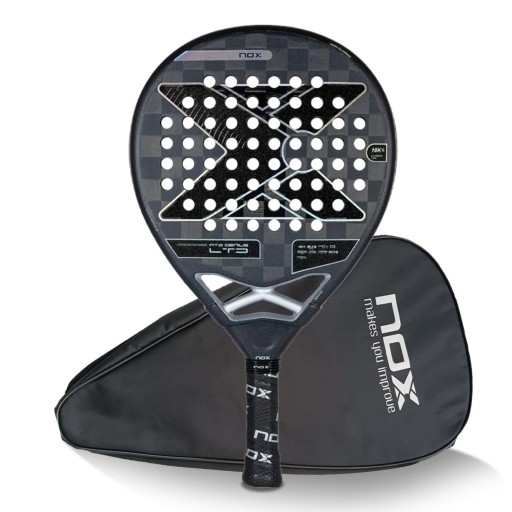 Pala de Padel NOX AT10 Genius LTD 18K edición limitada carbono 18K marco de carbono funda protectora Negra Agustín Tapia para jugadores avanzados