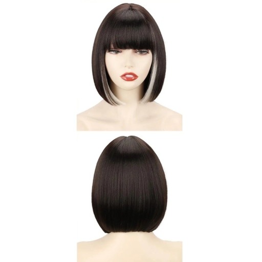 Pălăria bob sintetică scurtă de culoare violet deschis 30 cm, perucă cosplay din fibră rezistentă la temperaturi ridicate pentru femei, purtare zilnică, costum pentru petrecerea de Halloween