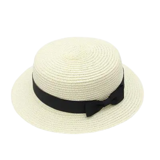 Pălărie de paie de vară pentru femei cu fundă 56-58cm protecție solară casual plajă pălărie de soare pentru femei accesoriu de vară pentru adulți