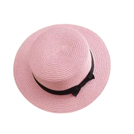 Pălărie de paie de vară pentru femei cu fundă 56-58cm protecție solară casual plajă pălărie de soare pentru femei accesoriu de vară pentru adulți