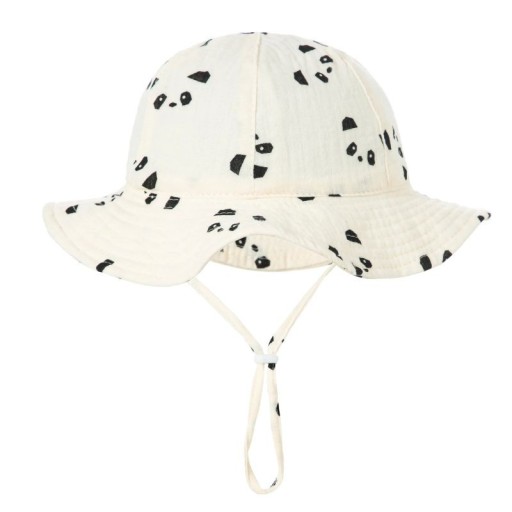 Pălărie din bumbac pentru copii panda cu șnur de legare Circumferința capului 34–39 cm Vârful 23 cm Adâncimea 13 cm Pălărie de vară pentru sugari 3–12 luni