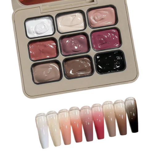 Paleta de gel de otoño para uñas 9 colores con alta saturación tonos estacionales en la paleta para nail art de salón y doméstico