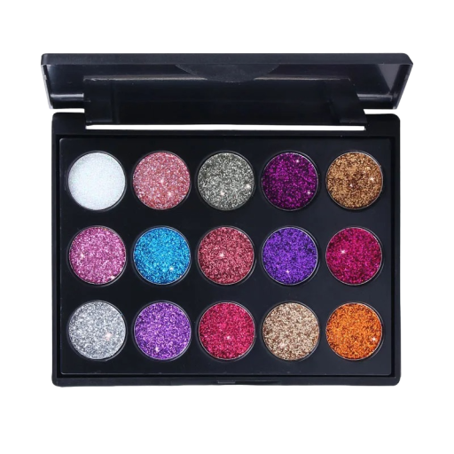 Paleta de sombras de ojos con purpurina, 15 colores, sombras de ojos con purpurina, sombras de ojos mate, sombras ultra pigmentadas
